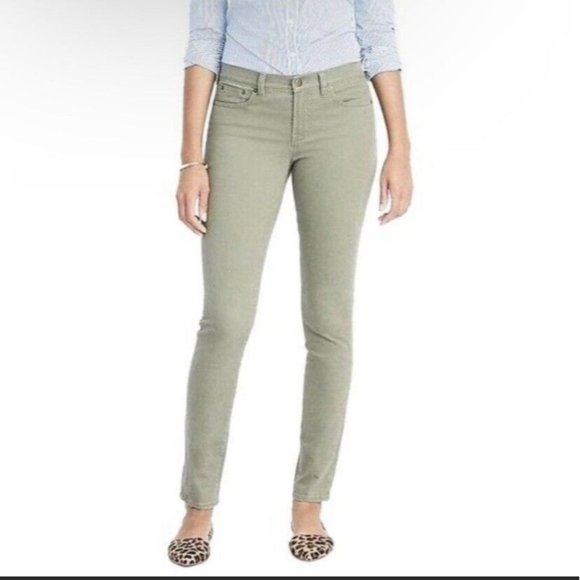 J. Crew Skinny Stretch Mid Rise Jeans Green Denim Stretch Womens Size 27 - Picture 2 of 6